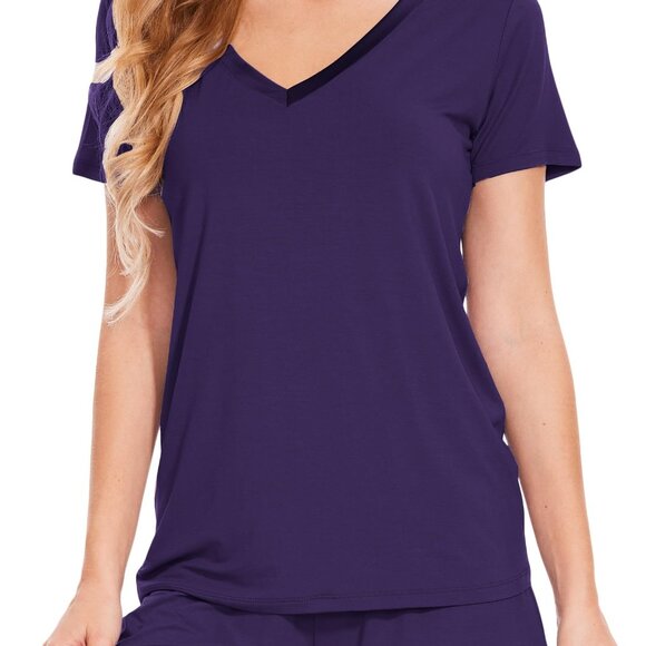 Bamboo Viscose Pajama Set Short Sleeve Soft Sleepwear Loungewear Chic
